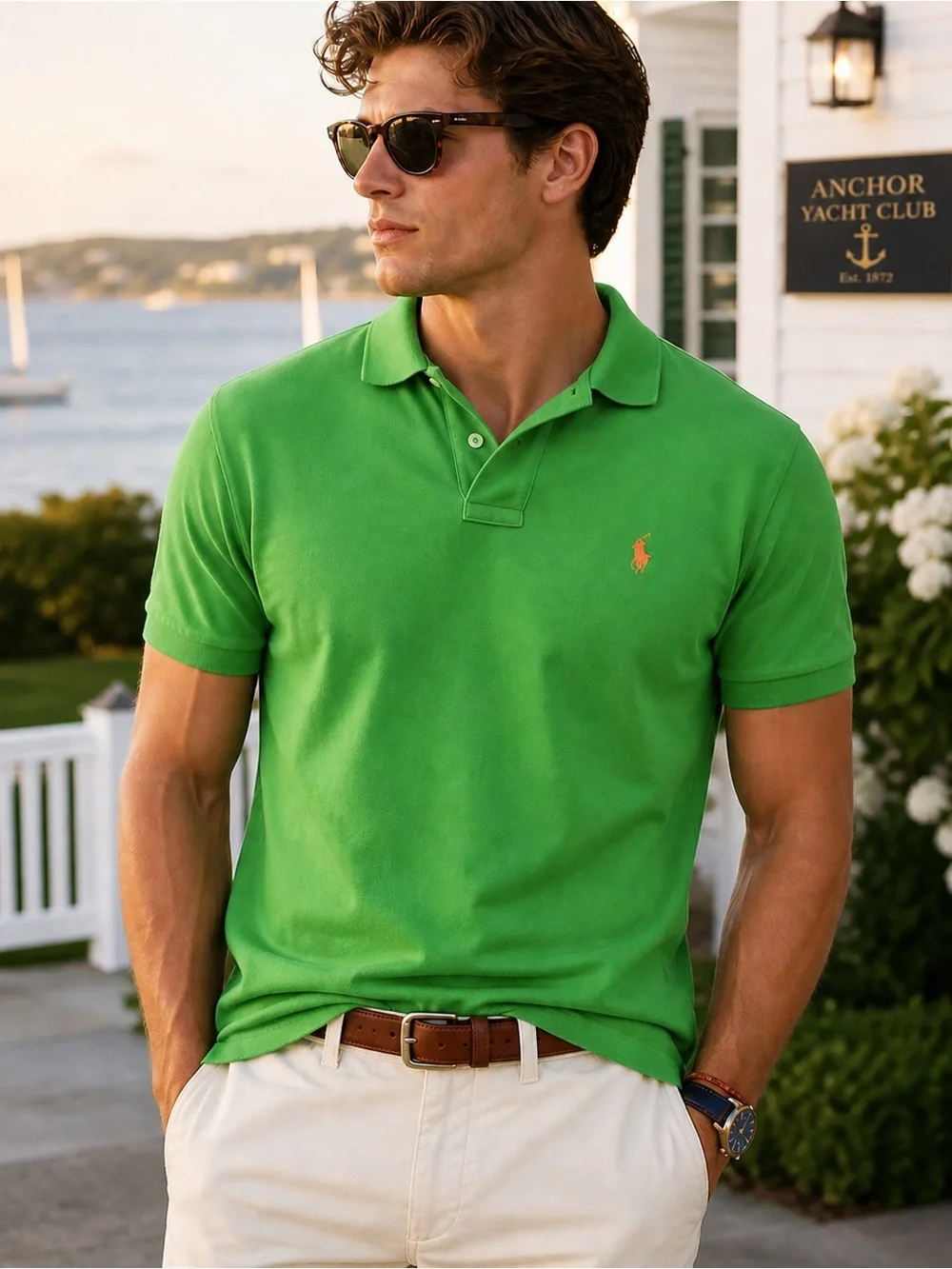 Polo Ralph Lauren Green Polo Shirt Classic Fit Preppy Summer Golf Coastal Men’s